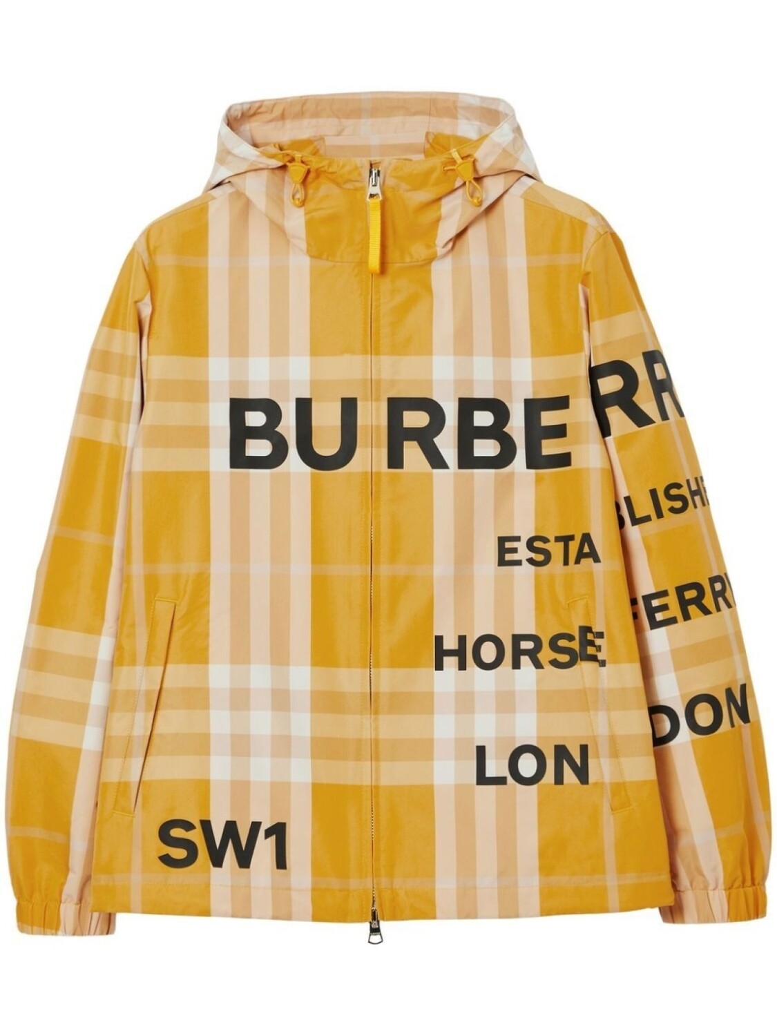 

Burberry клетчатая куртка с принтом Horseferry и капюшоном, желтый