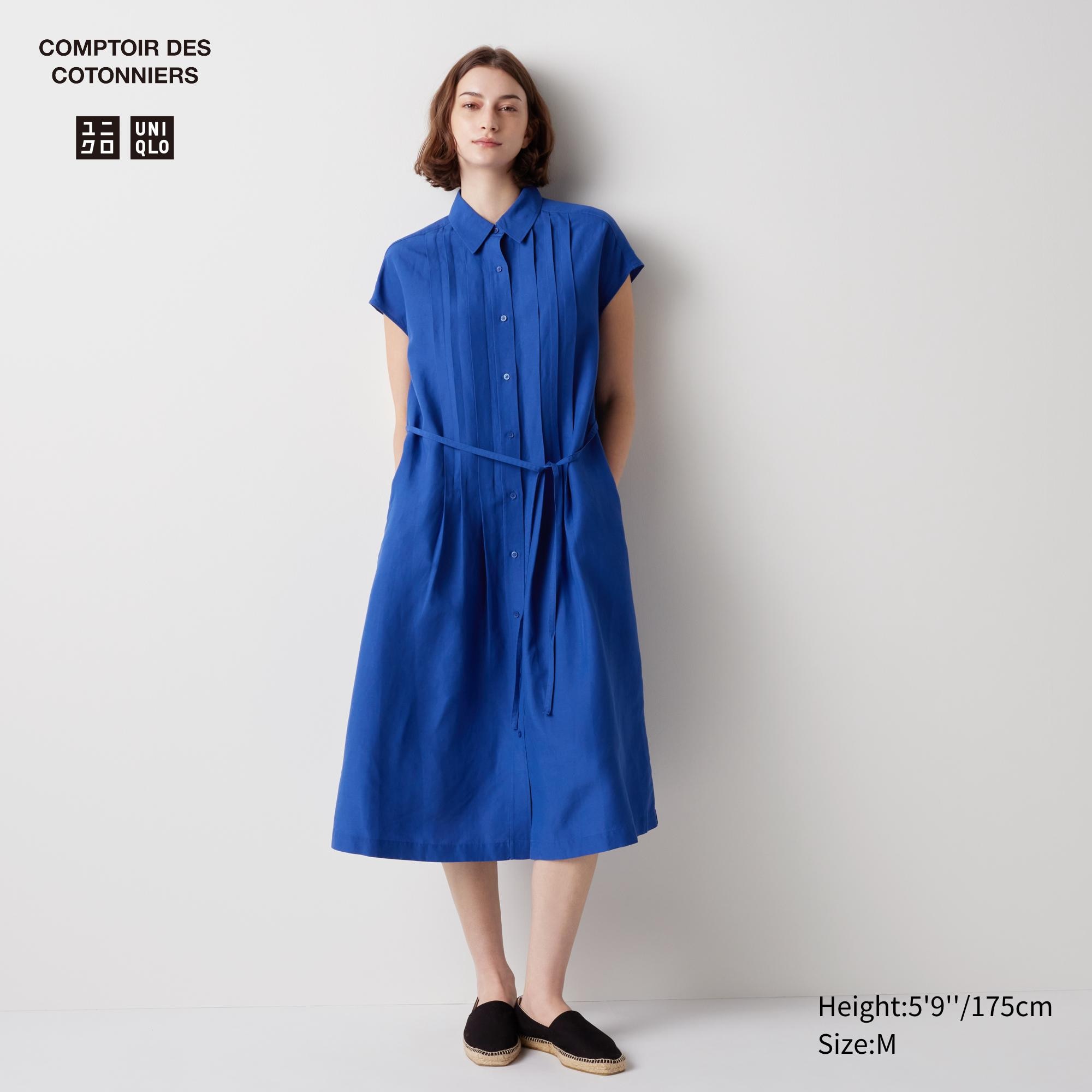 Платье-рубашка из льна UNIQLO, синий