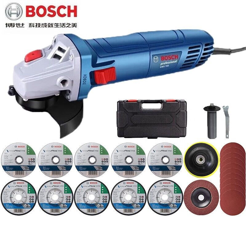 Угловая шлифовальная машина Bosch GWS700 + насадки и кейс, 710W