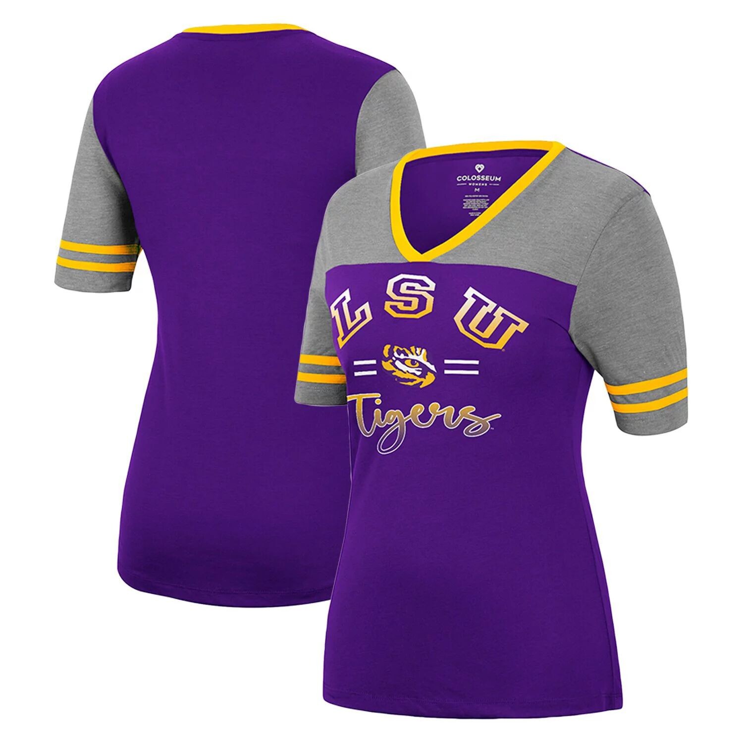 

Женская футболка Colosseum фиолетового/серого цвета с v-образным вырезом LSU Tigers There You Are Colosseum
