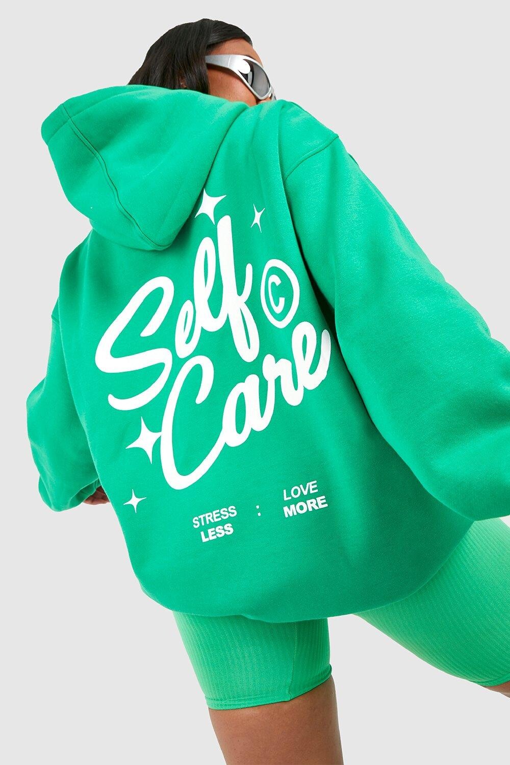 

Худи plus self care с принтом на спине Boohoo, зеленый