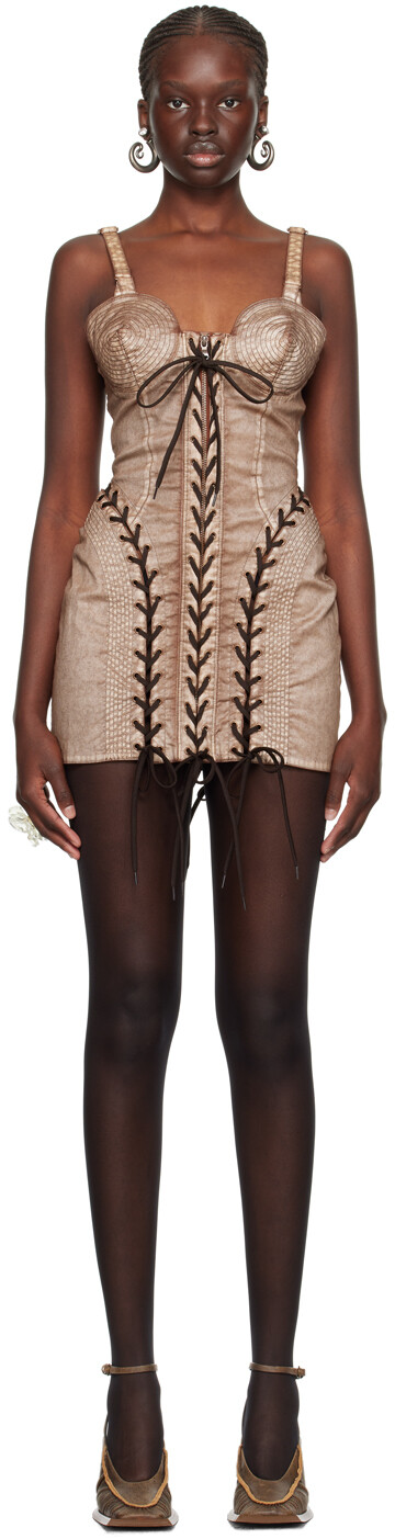 

Коричневое мини-платье KNWLS Edition Jean Paul Gaultier