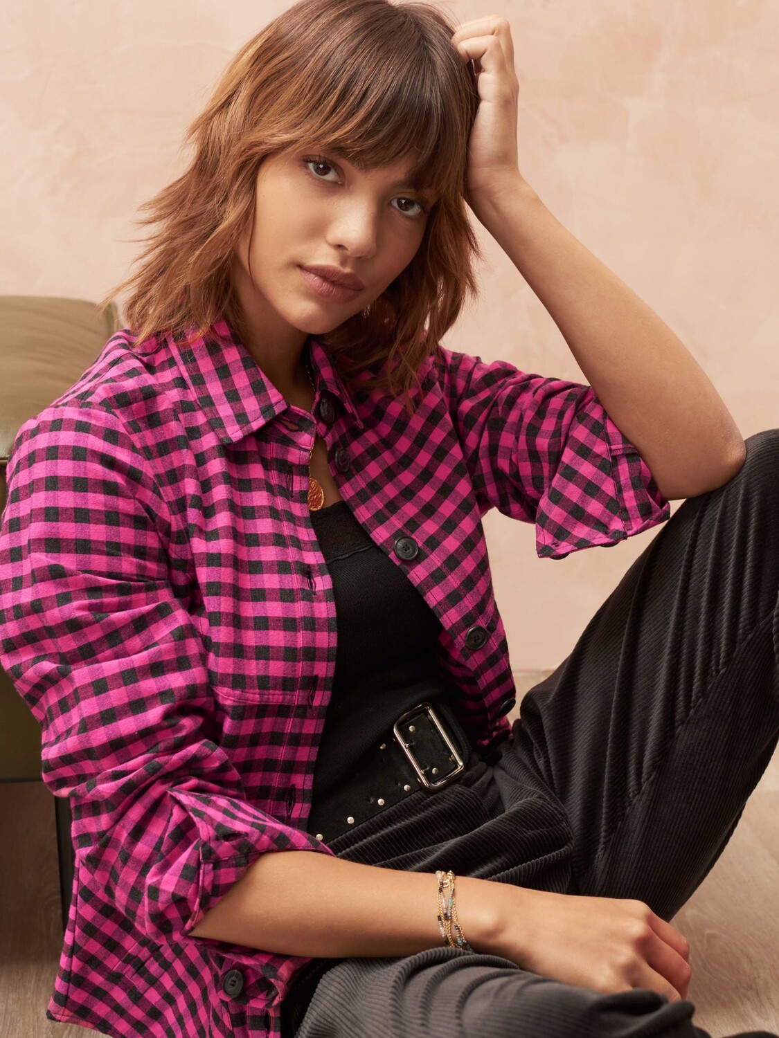 

Рубашка в клетку Brora Gingham, розовая