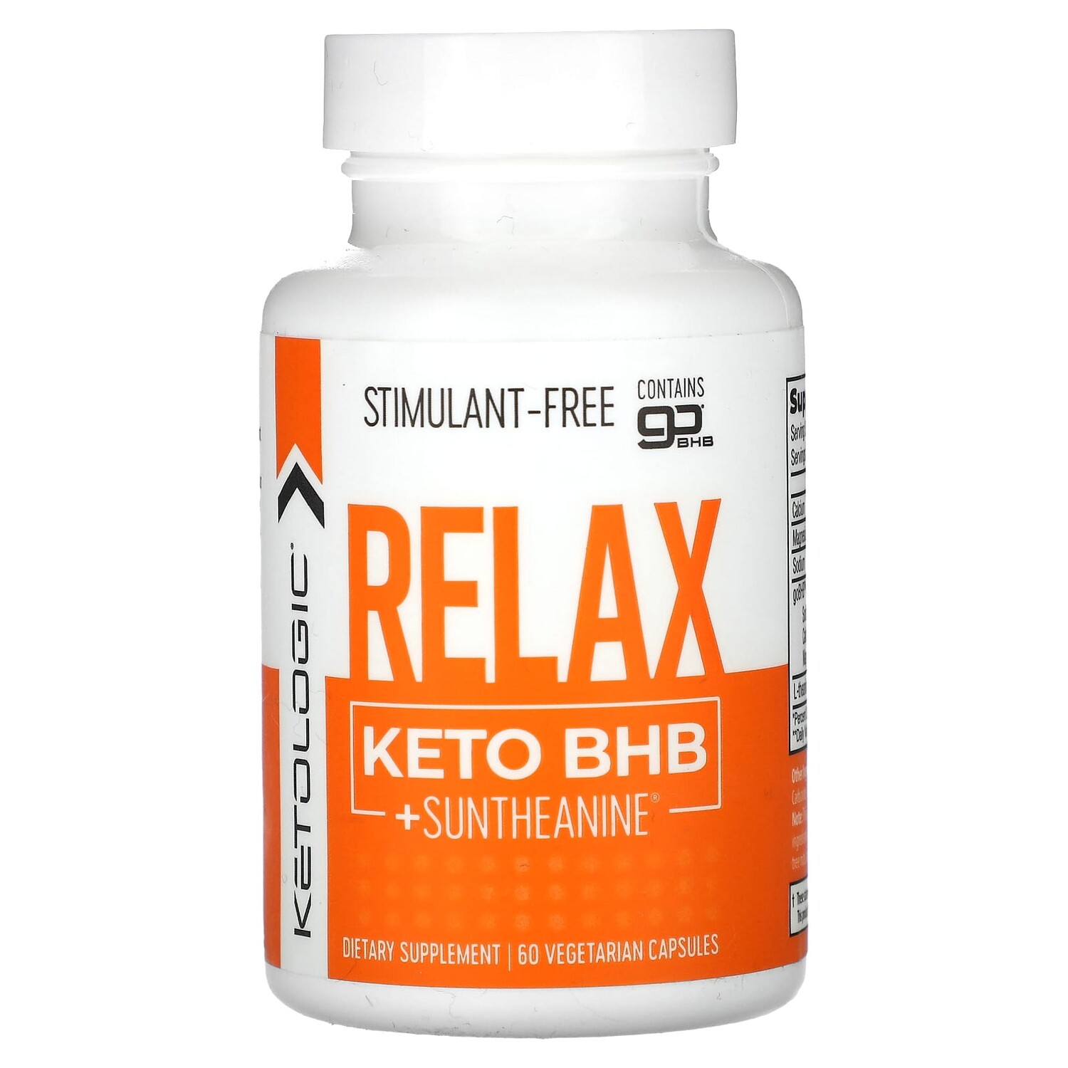 

Relax, Keto BHB + Suntheanine, 60 вегетарианских капсул, KetoLogic