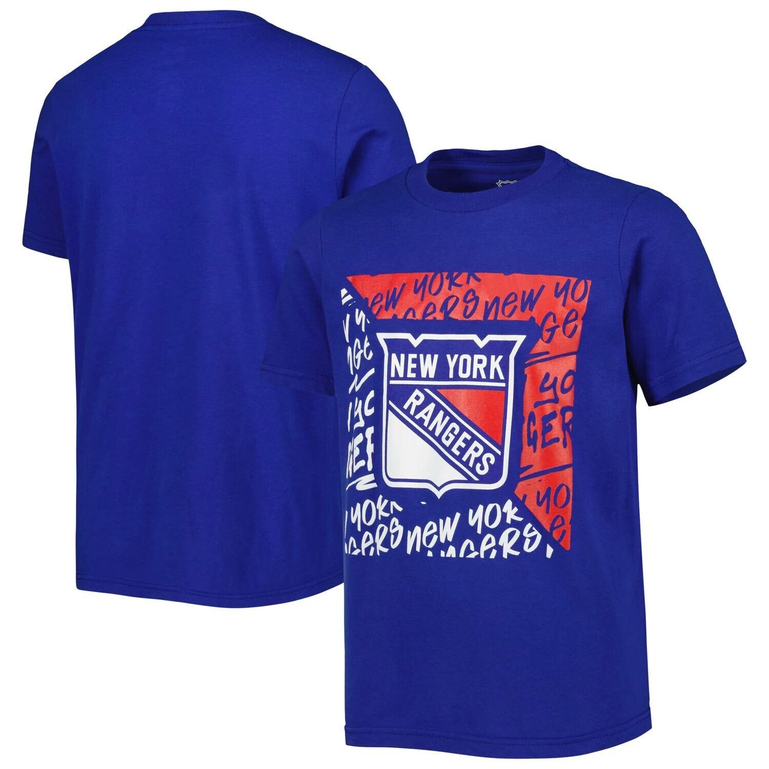 

Молодежная синяя футболка New York Rangers Divide Outerstuff