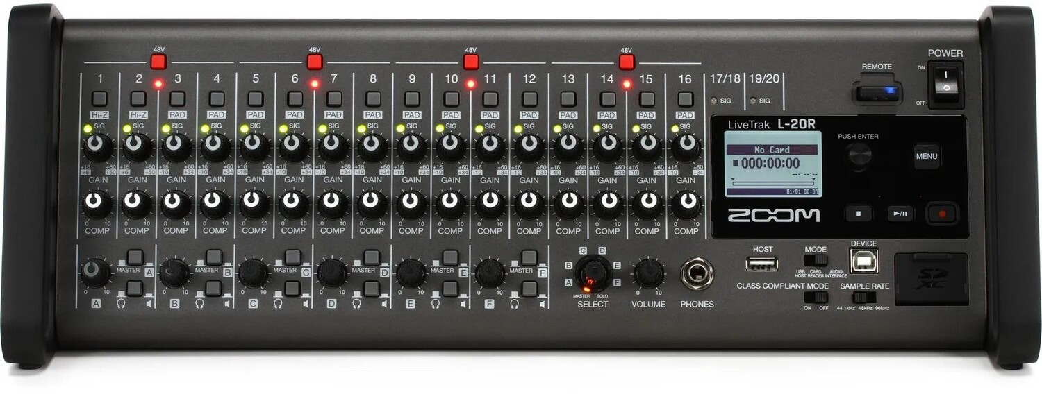 

Zoom LiveTrak L-20R 20-канальный цифровой микшер/рекордер с дистанционным управлением