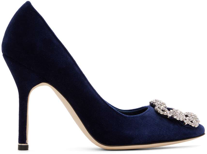 

Темно-синие туфли на каблуке Hangisi Manolo Blahnik, Синий