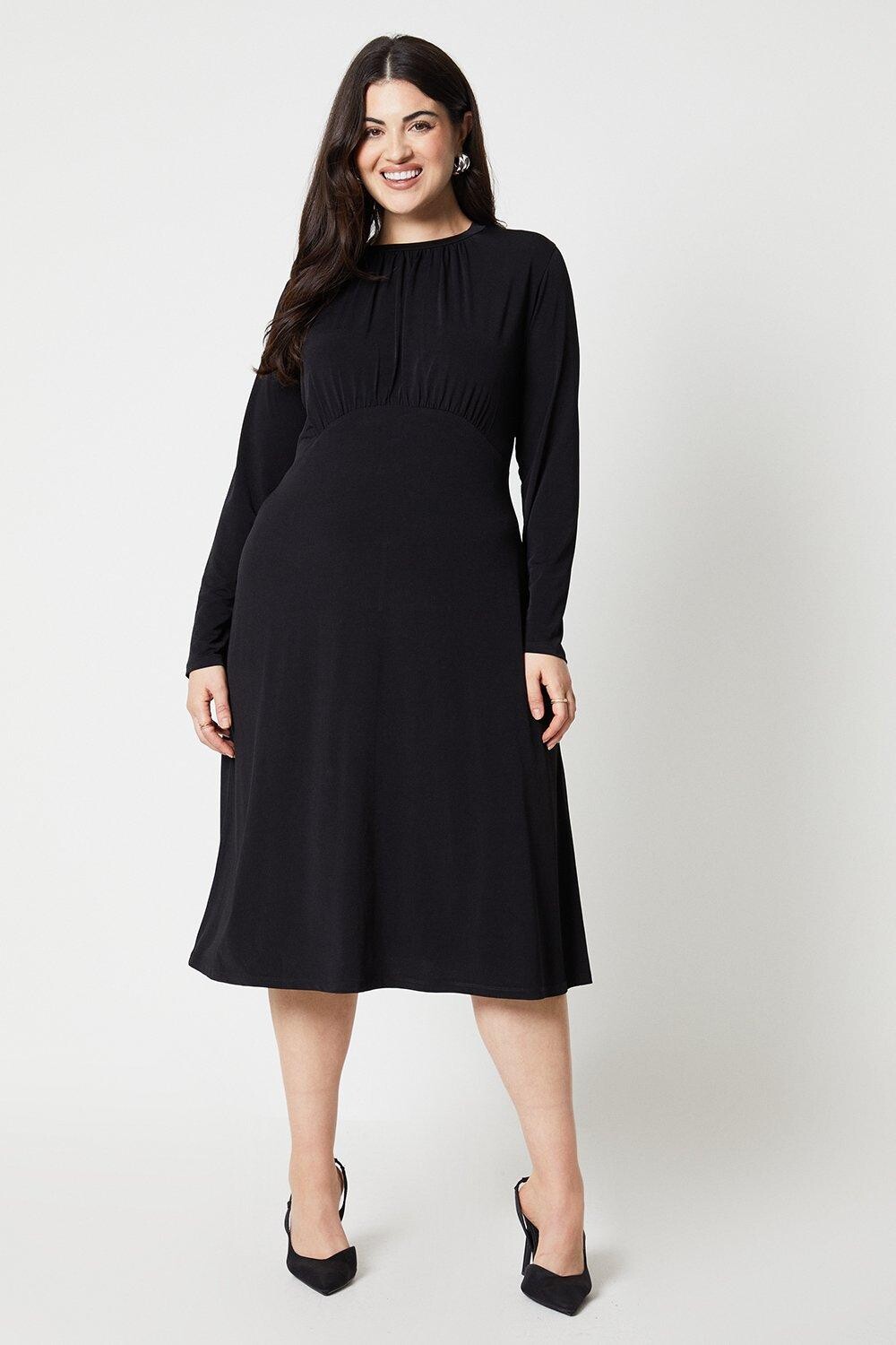 

Платье миди с длинными рукавами Curve Empire Dorothy Perkins, черный