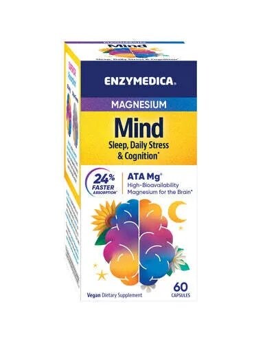 

Enzymedica, Magnesium Mind Sleep, Daily Stress & Cognition, пищевая добавка, 60 капсул