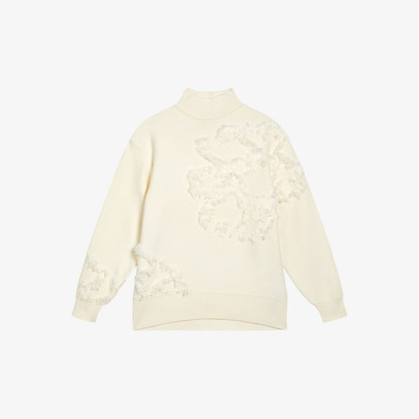 

Жаккардовый джемпер с высоким воротником и бахромой chalayy Ted Baker, белый