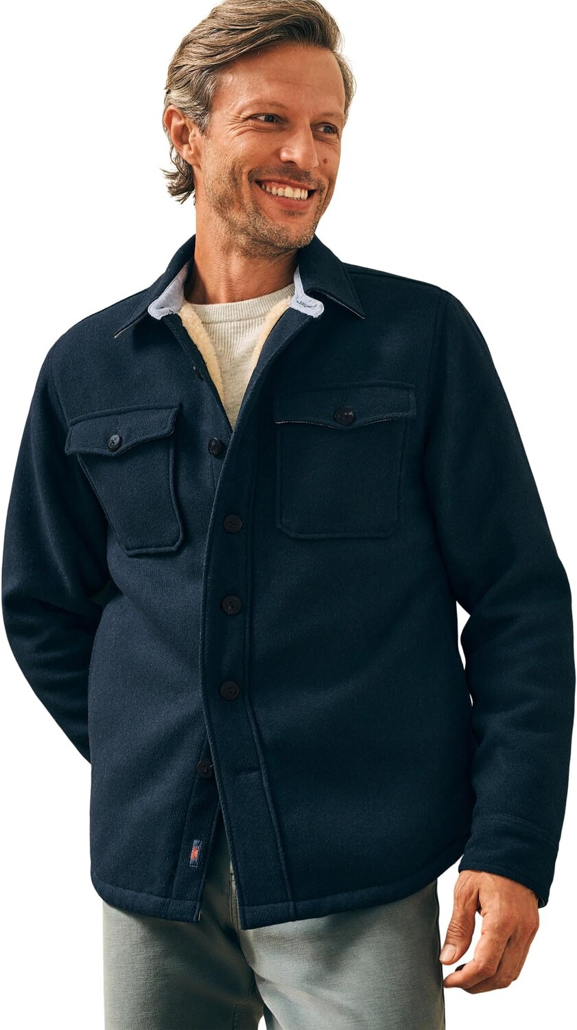 

Куртка High Pile Fleece Lined Wool CPO Faherty, цвет Navy Shadow Twill