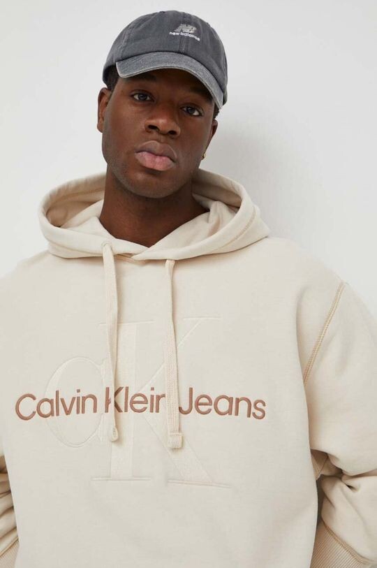 

Хлопковая толстовка Calvin Klein Jeans, бежевый
