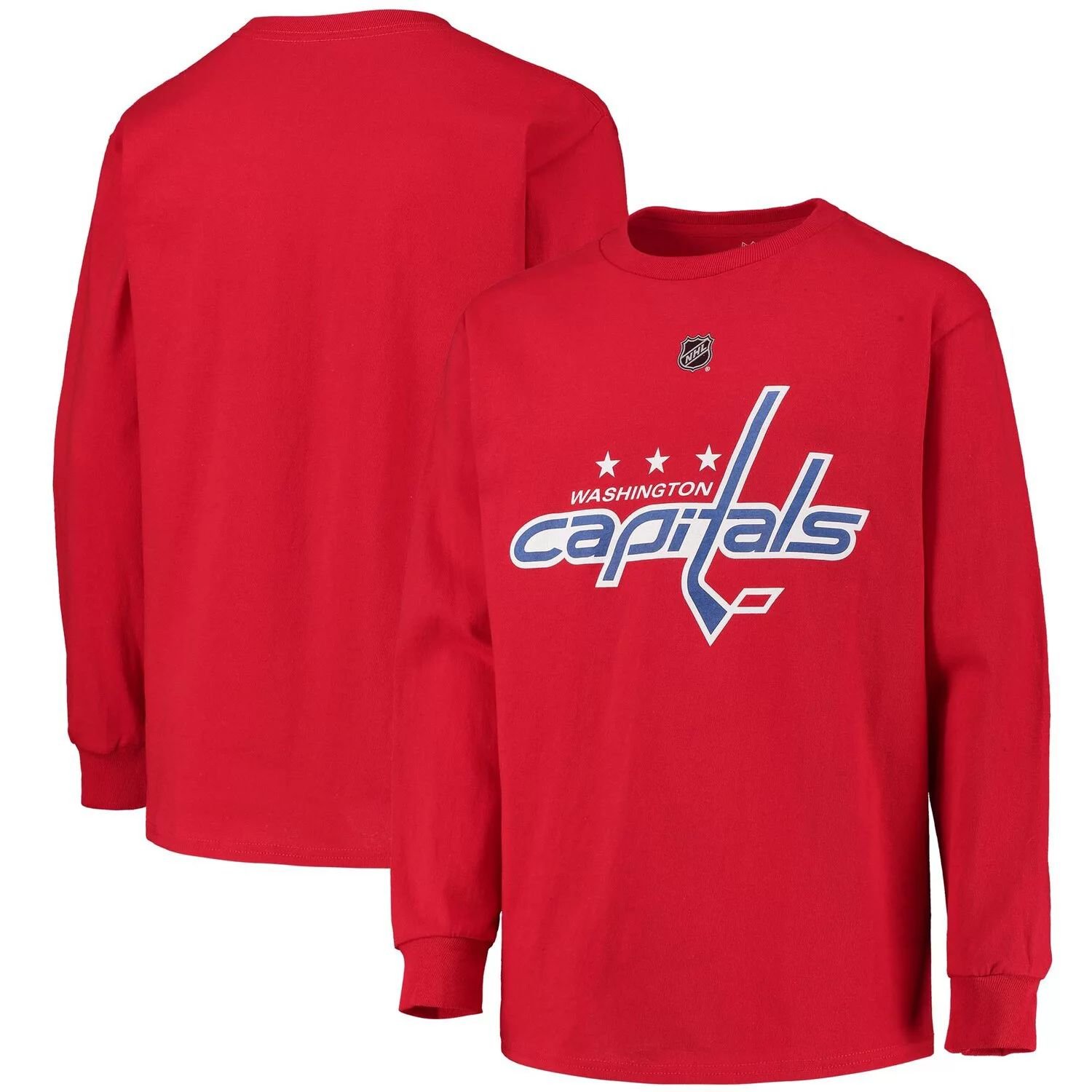 

Молодежная красная футболка с длинным рукавом и логотипом Washington Capitals Primary Outerstuff