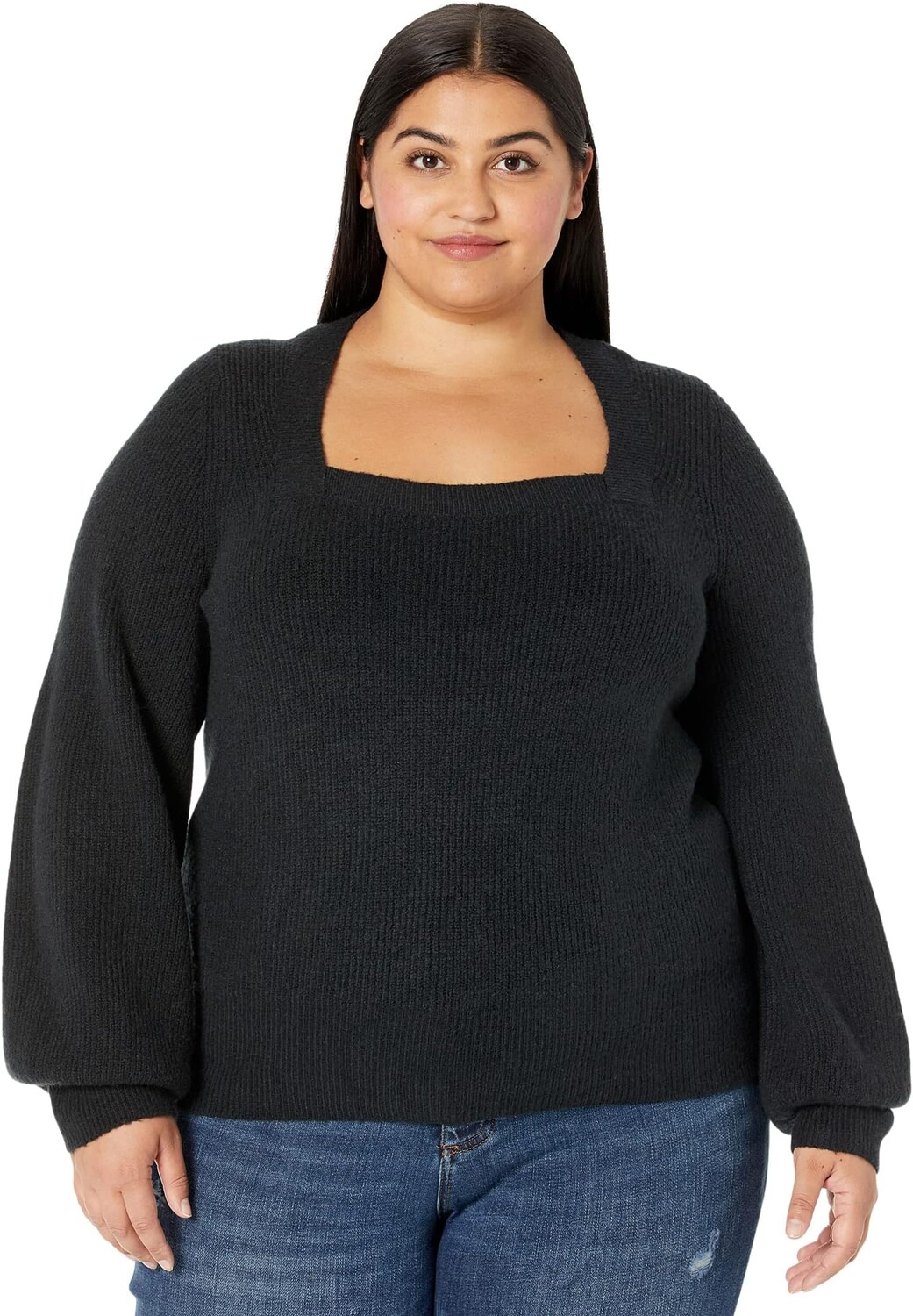 

Пуловер в рубчик с квадратным вырезом Plus Kevin Madewell, цвет True Black