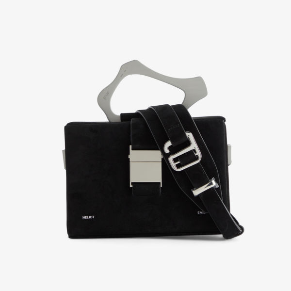 цена Структурированная замшевая сумка с фольгированным логотипом и верхней ручкой Heliot Emil, черный