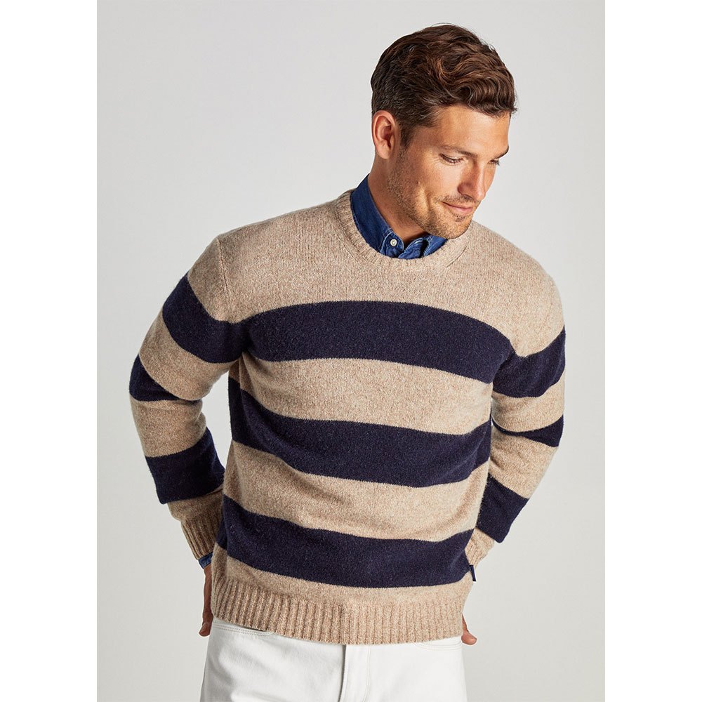 Свитер Façonnable Lmswool Stripe Crew Neck, бежевый свитер façonnable cashmere crew neck синий