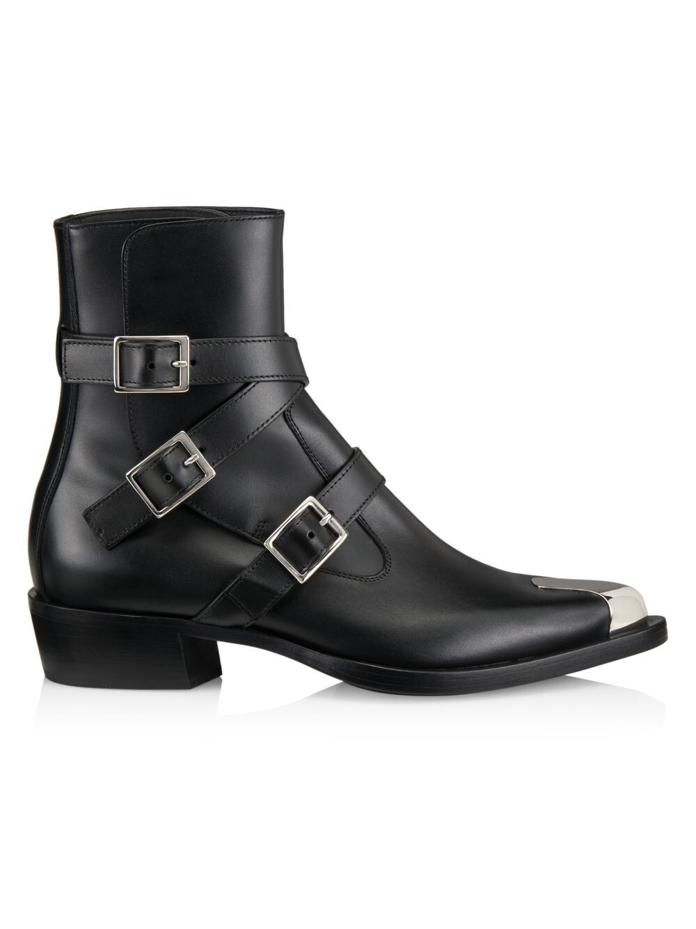 

Кожаные сапоги с пряжкой Alexander McQueen, черный