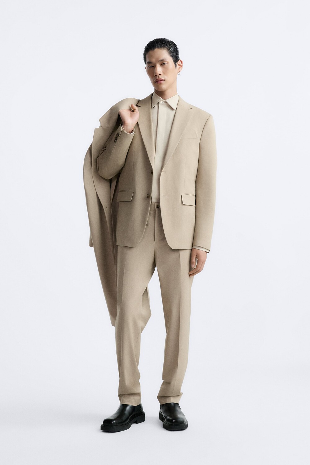 

Брюки облегающего кроя Zara, легкий загар, Серый