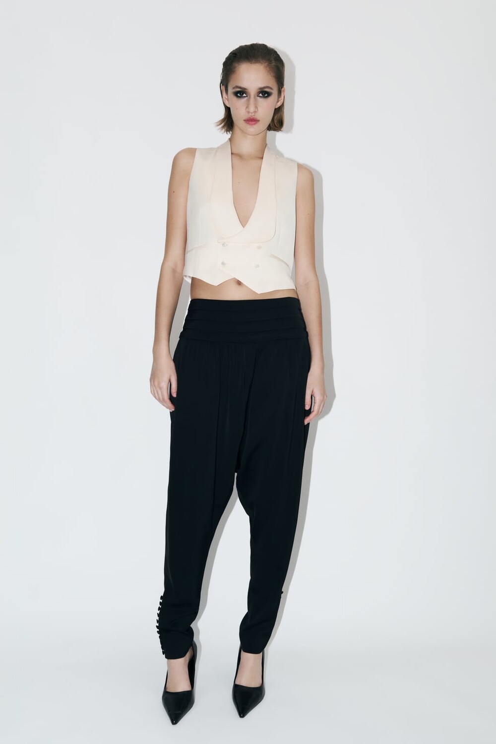 

Жилет смокинг ZARA, экрю