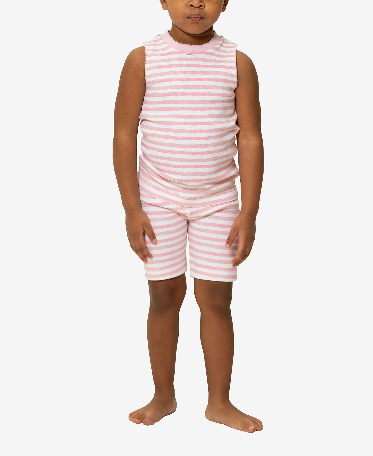 Одинаковый семейный пижамный комплект из 2 предметов в полоску с лепестками для маленьких мальчиков и девочек Pajamas for Peace, rabbit pattern woven pajamas set