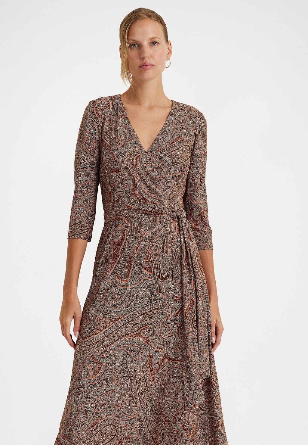 

Платье из джерси Lauren Ralph Lauren CARLYNA SLEEVE DAY DRESS, коричневый/кремовый/розовый