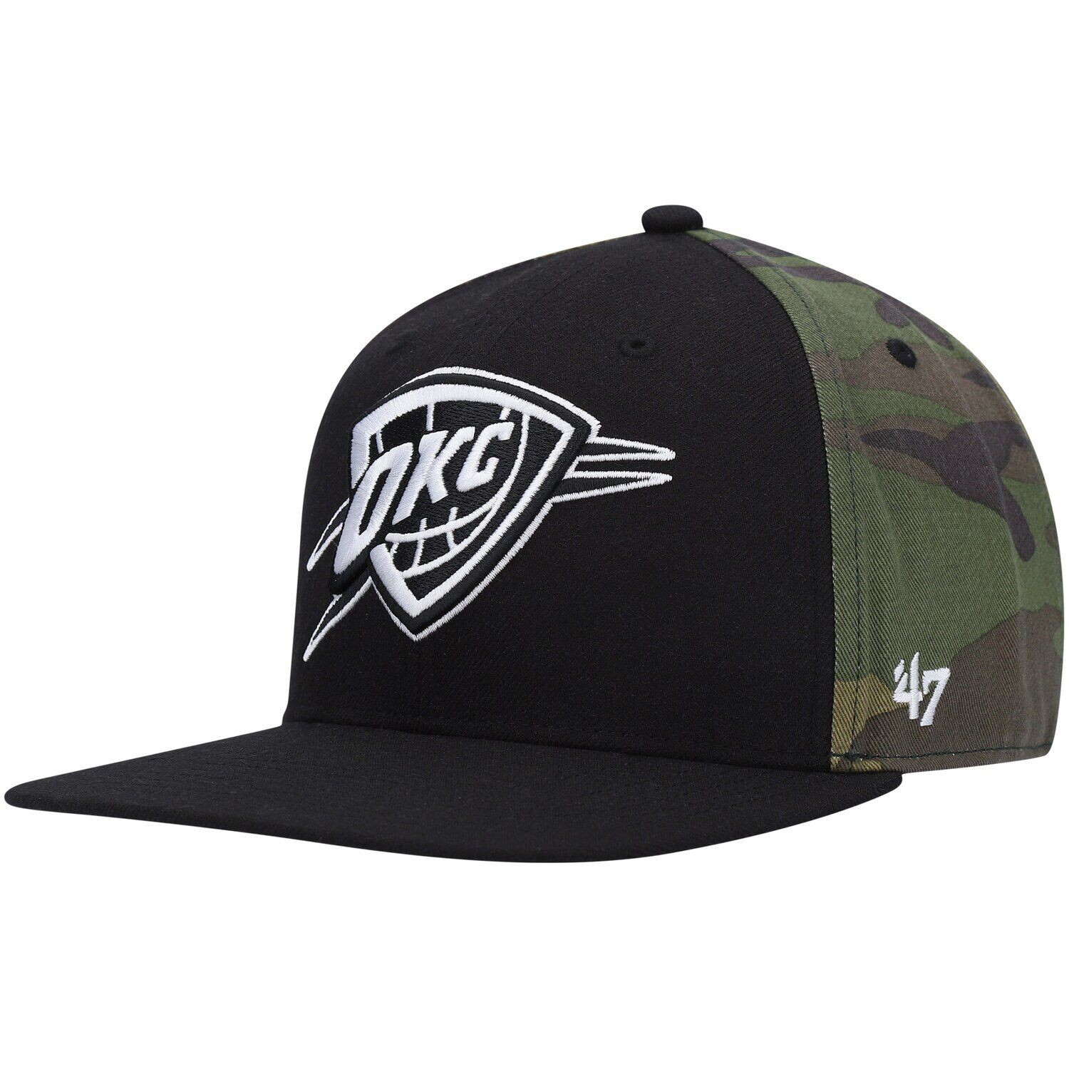 

Мужская кепка '47 Black/Camo Oklahoma City Thunder Bramble Captain Snapback