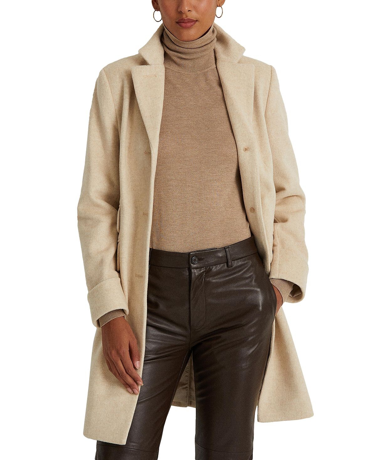 

Женское длинное пальто с зубчатым воротником Lauren Ralph Lauren