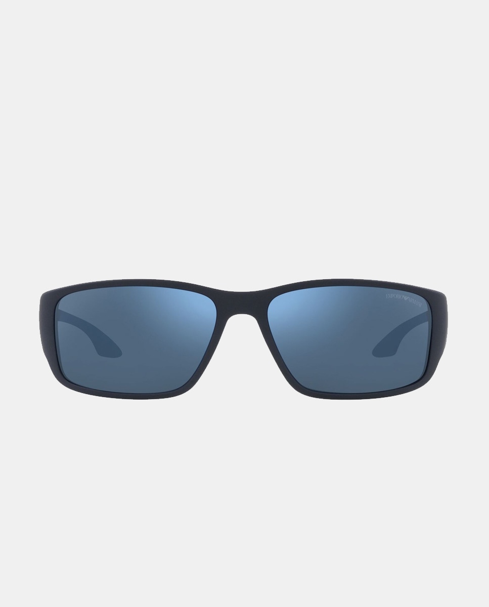 Синие мужские солнцезащитные очки прямоугольной формы Emporio Armani, синий очки view solace зеркальные линзы сиреневый
