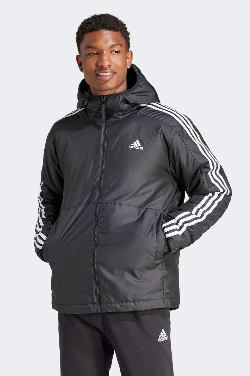 

Утепленная куртка Essentials с капюшоном и тремя полосками Adidas Terrex, черный