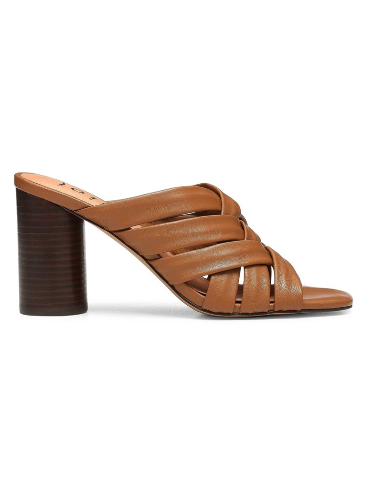 Кожаные сандалии на наборном каблуке Joie, цвет Cognac