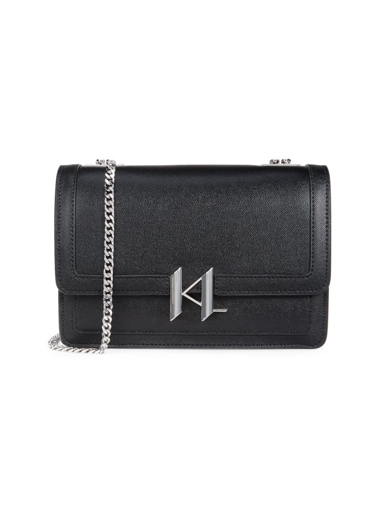 Кожаная сумка через плечо Corinne с логотипом Karl Lagerfeld Paris, цвет Black Silver кожаная сумка через плечо kosette с логотипом karl lagerfeld paris цвет black gold