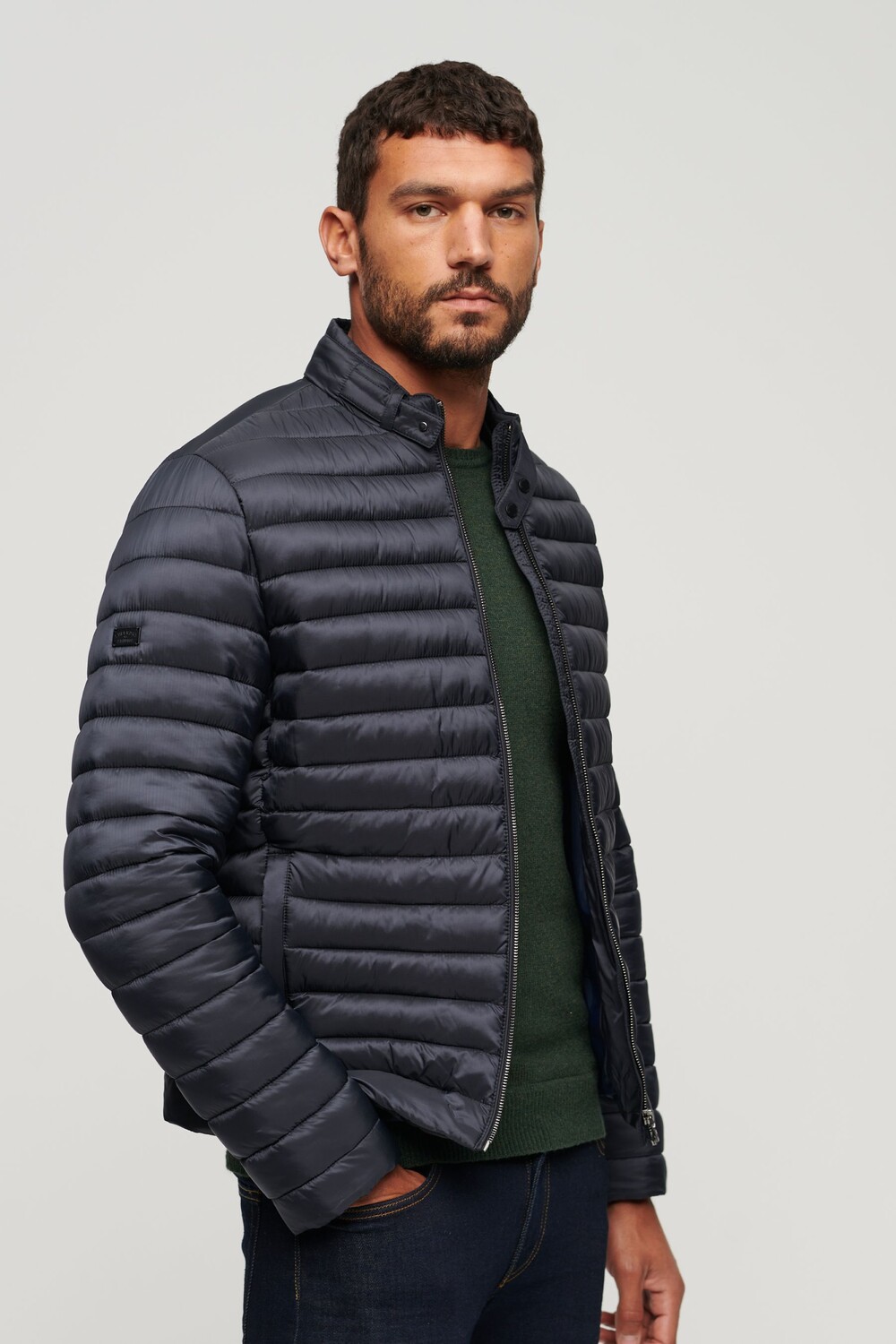 

Легкий пуховик короткого кроя Superdry, синий