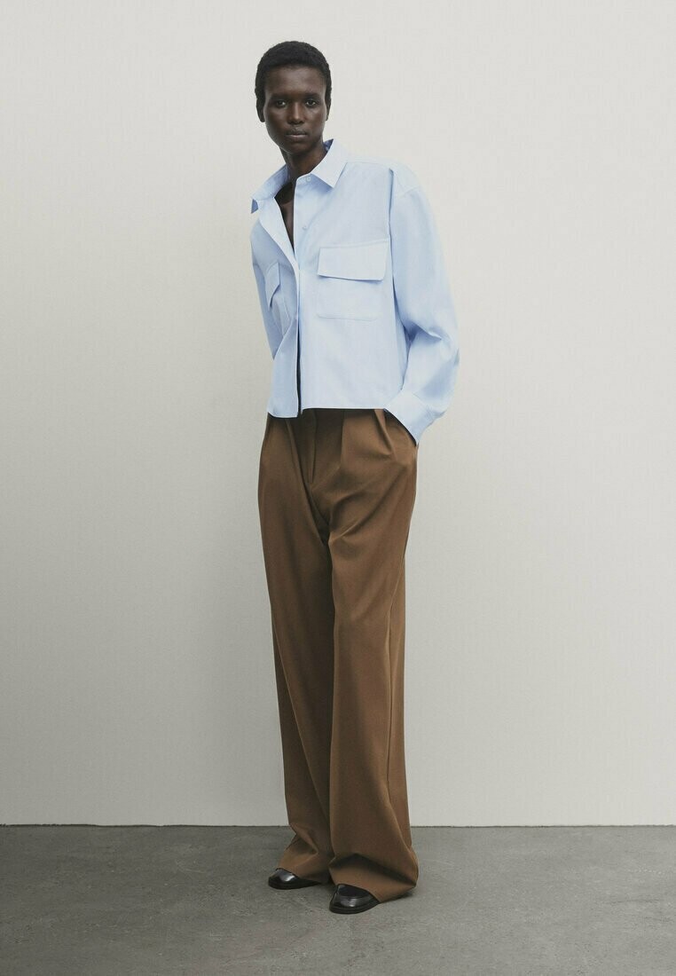 

Рубашка With Pockets Massimo Dutti, цвет light blue