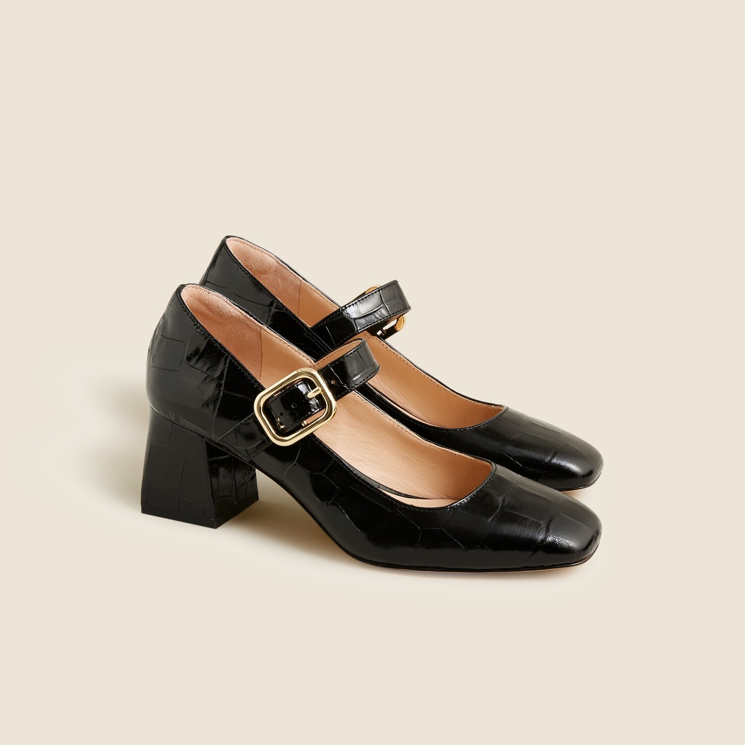 

Туфли Layne Mary Jane из итальянской кожи с тиснением под крокодила J.Crew, черный