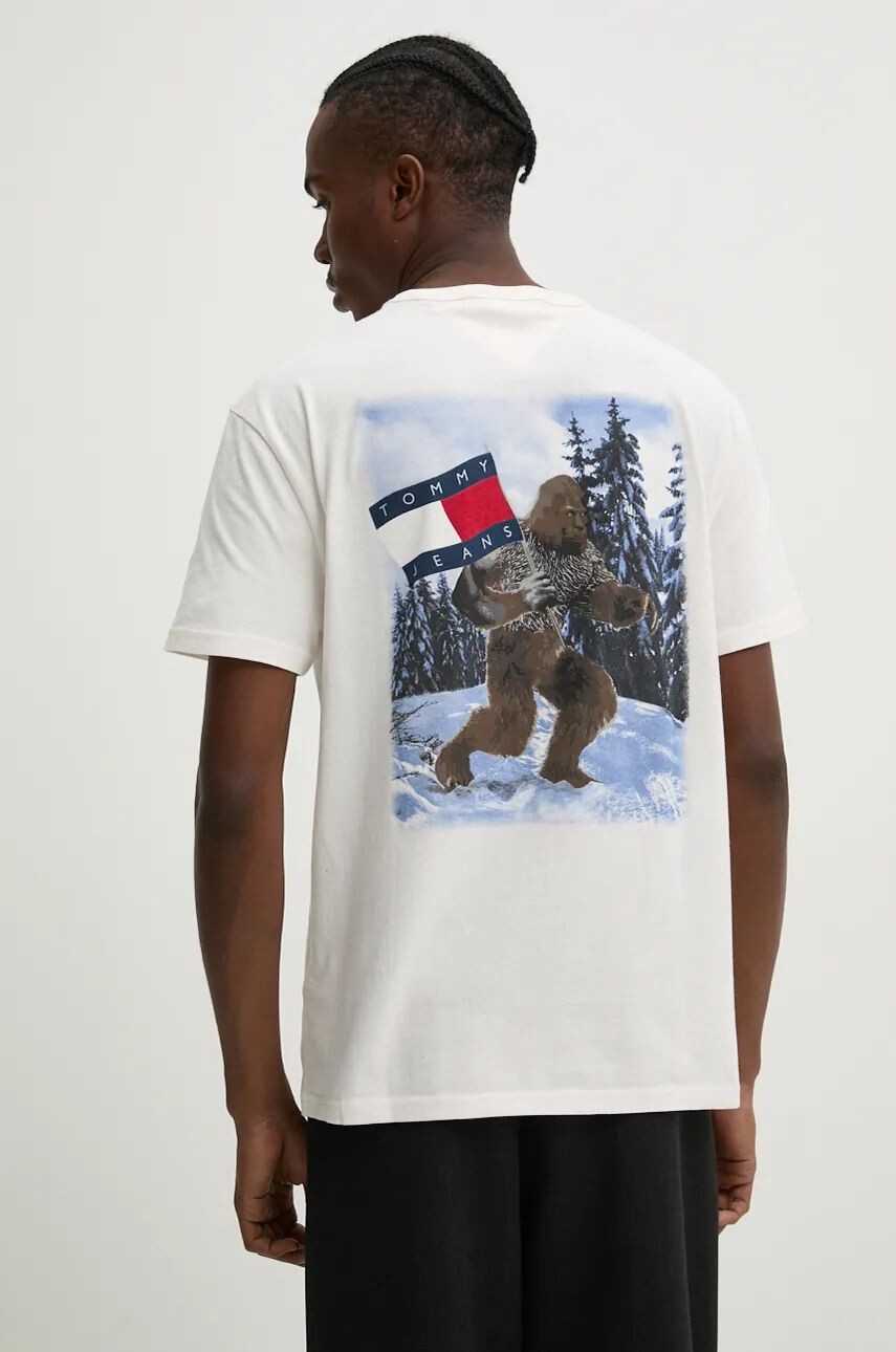

Хлопковая футболка Tommy Jeans, бежевый
