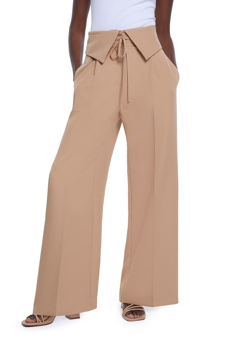 

Широкие брюки с отложной талией RIVER ISLAND, коричневый