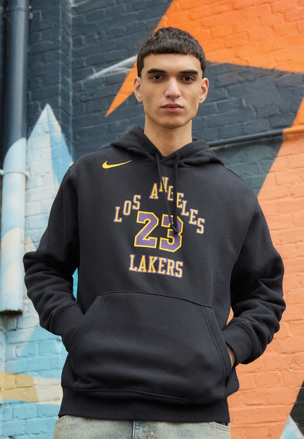 

Team Nba Los Angeles Lakers Lebron James City Edition Hoodie Nike, черный