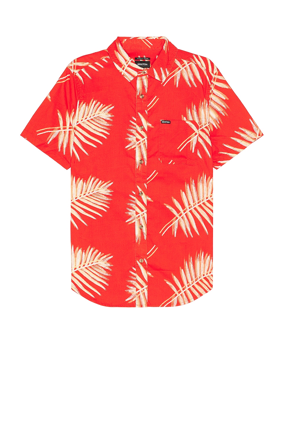 цена Рубашка Brixton Charter Short Sleeve, цвет Aloha Red & Palm Leaf