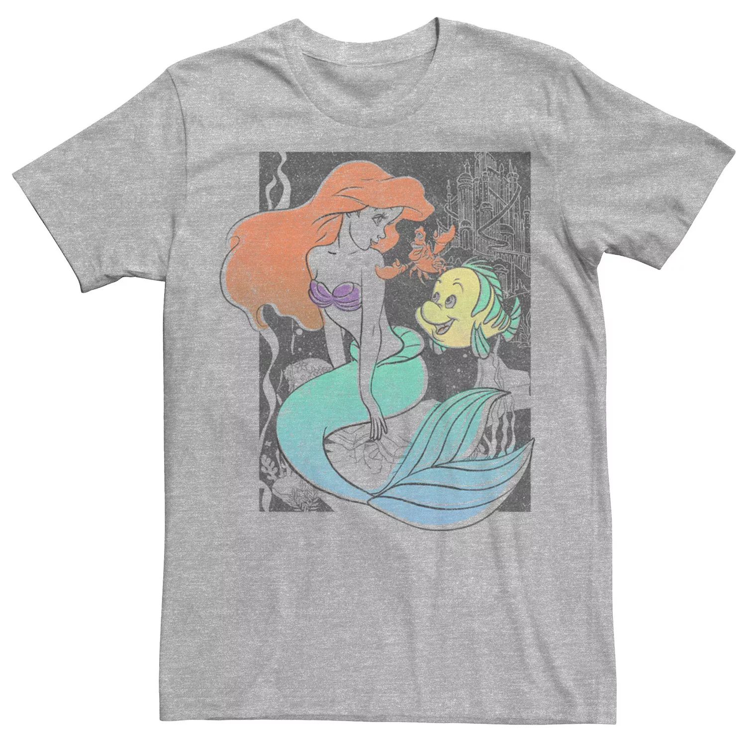 Мужская футболка The Little Mermaid Happy Ariel Sebastian Flounder Disney