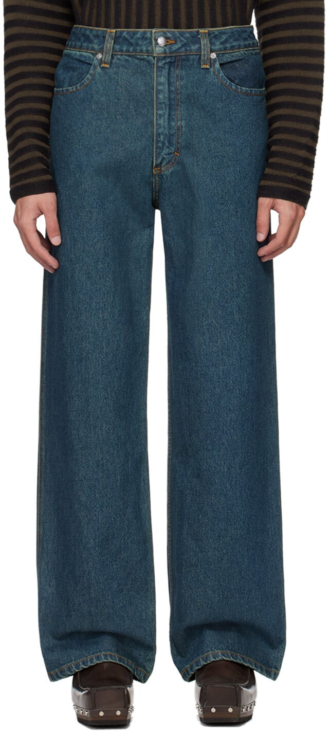 

Синие широкие джинсы Eckhaus Latta