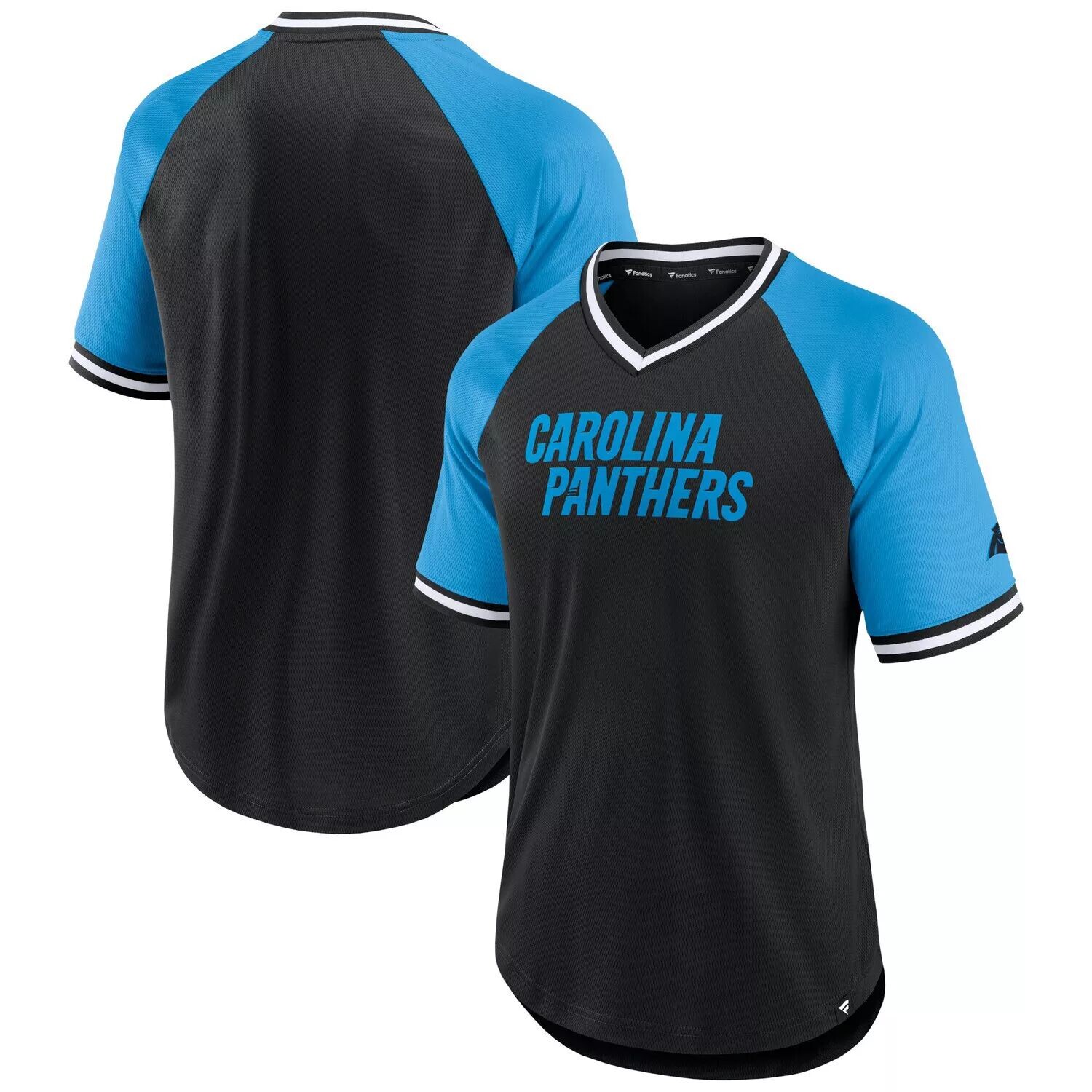 

Мужская футболка Fanatics черного/синего цвета с логотипом Carolina Panthers Second Wind реглан с v-образным вырезом