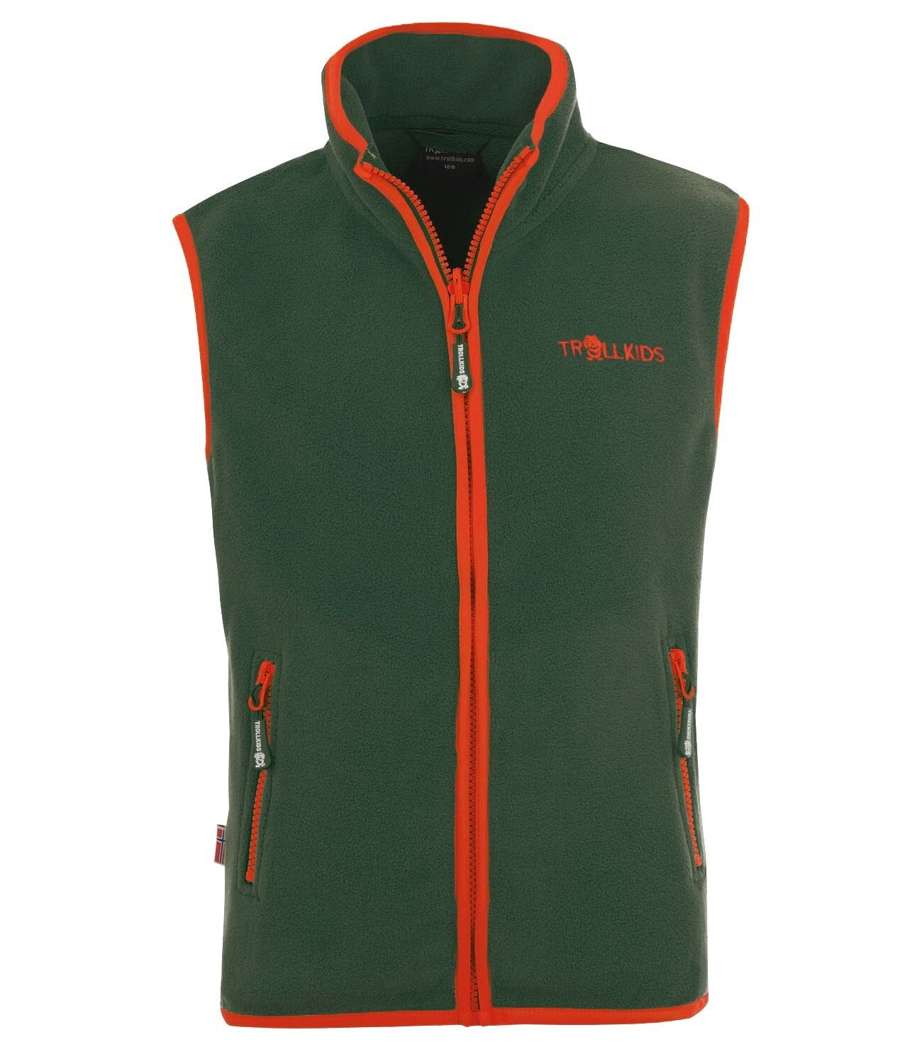 

Утепленный жилет Trollkids Fleece Arendal, цвет Waldgrün/Orange