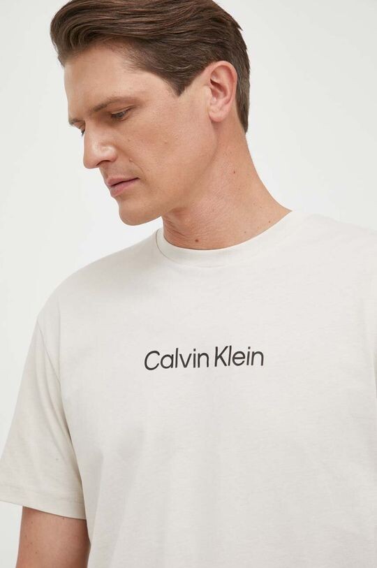 

Хлопковая футболка Calvin Klein, бежевый