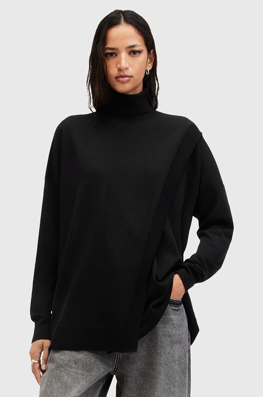 

Свитер AllSaints из шерсти BERN WRAP JUMPER, черный
