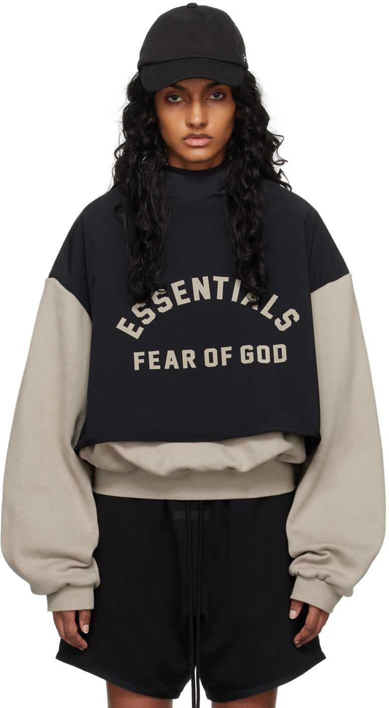 

Серо-черная толстовка с капюшоном Fear Of God Essentials, цвет Seal/Jet black
