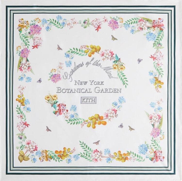 

Шарф Kith x New York Botanical Garden Printed Silk 'White', белый