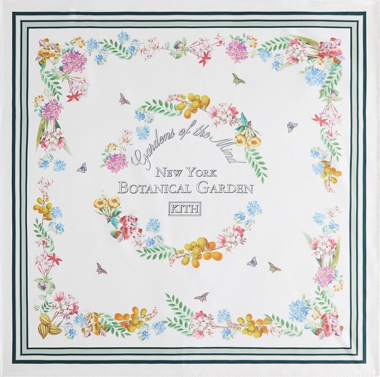 Шарф Kith x New York Botanical Garden Printed Silk 'White', белый