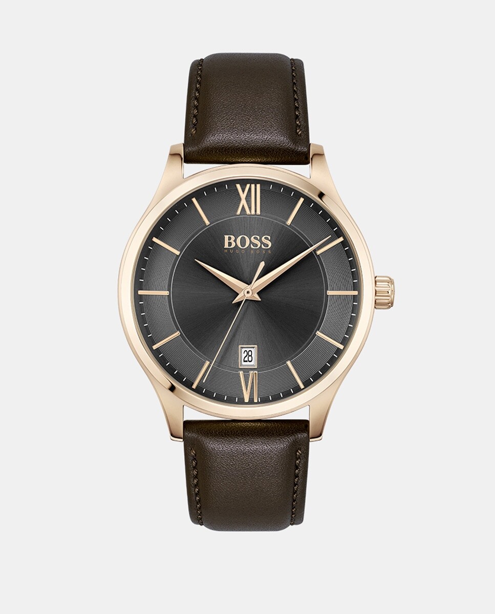 

Мужские часы 1513894 из коричневой кожи Boss, коричневый