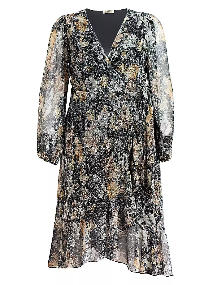 

Платье миди с запахом и металлизированным цветочным принтом Clara Kiyonna, цвет gilded florals