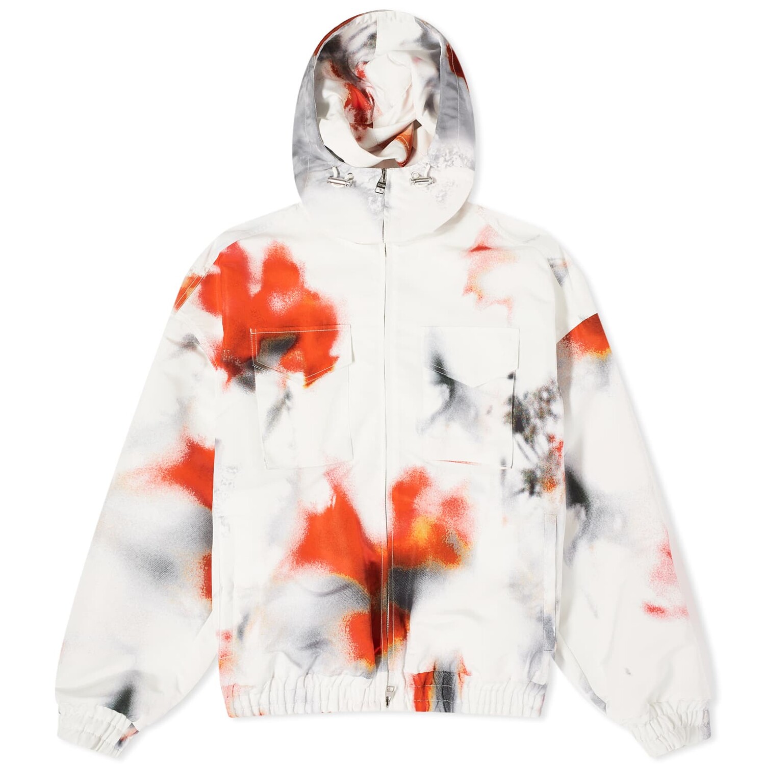 Куртка Alexander Mcqueen Obscured Flower Windbreaker, цвет White & Red